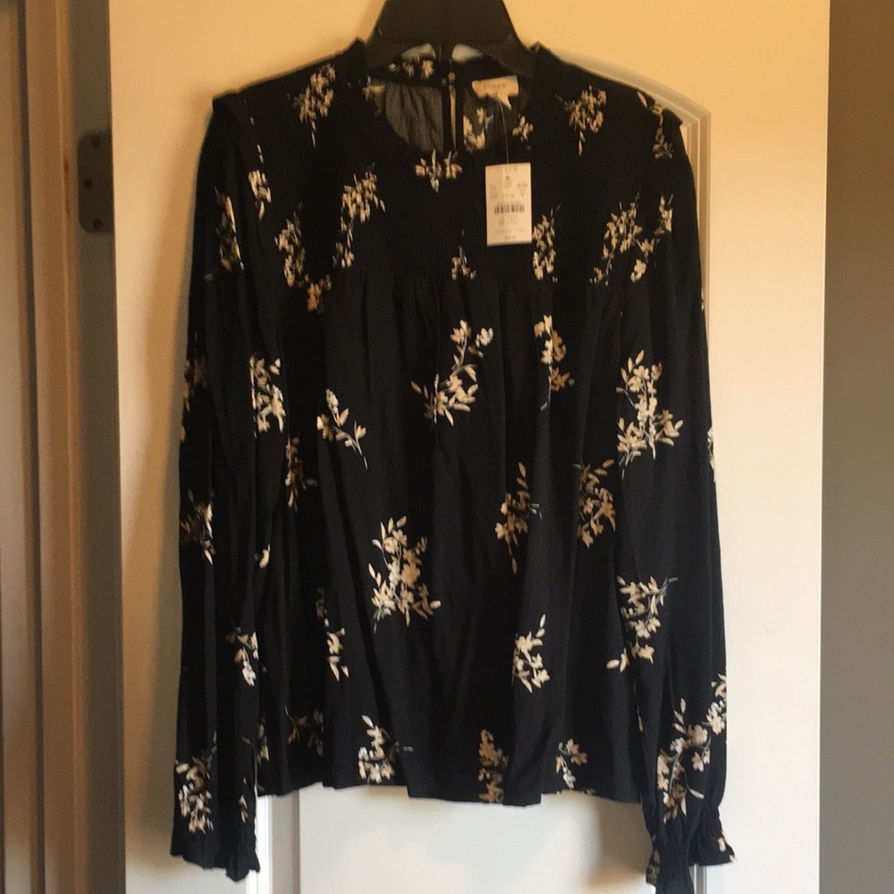 J. Crew Factory Black Floral Blouse